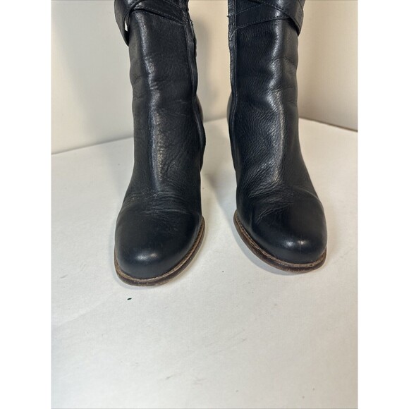 UGG Caroline High Heel Black Leather Side Zip Winter Boots Womens Sz 9 - Picture 4 of 11